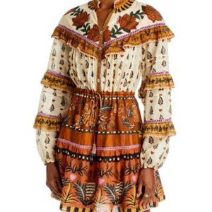 FARM Rio Multicolor Embroidered Long Sleeve Dress